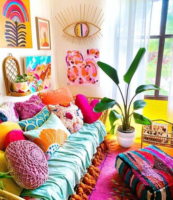 habitacion-colorista-etnica colores etnicos